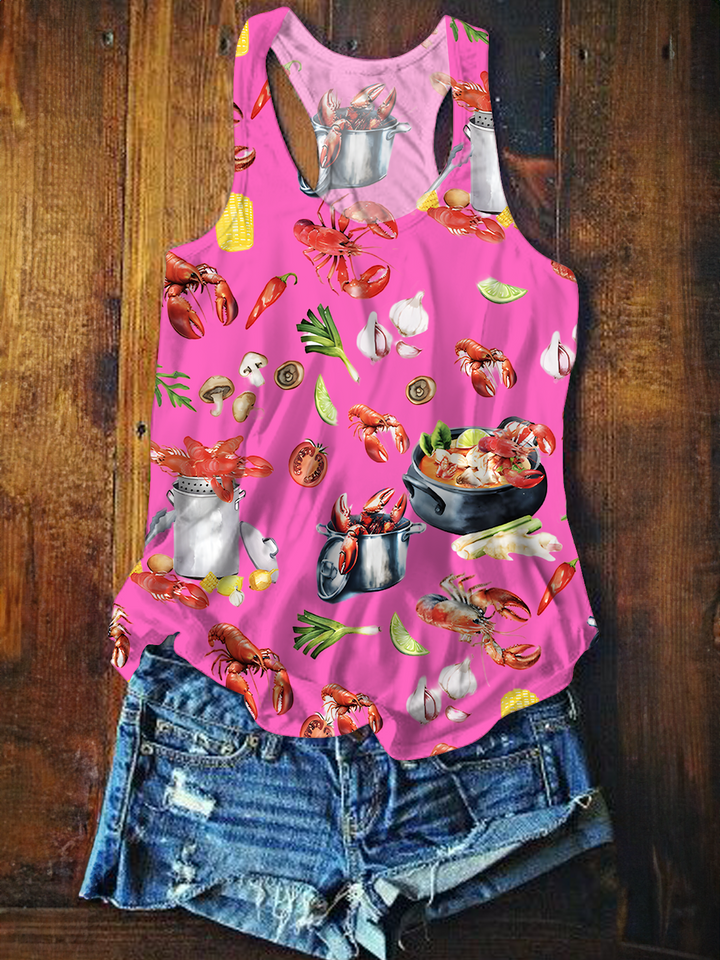 Fun Crawfish Boil Party Printed Casual Tank Top