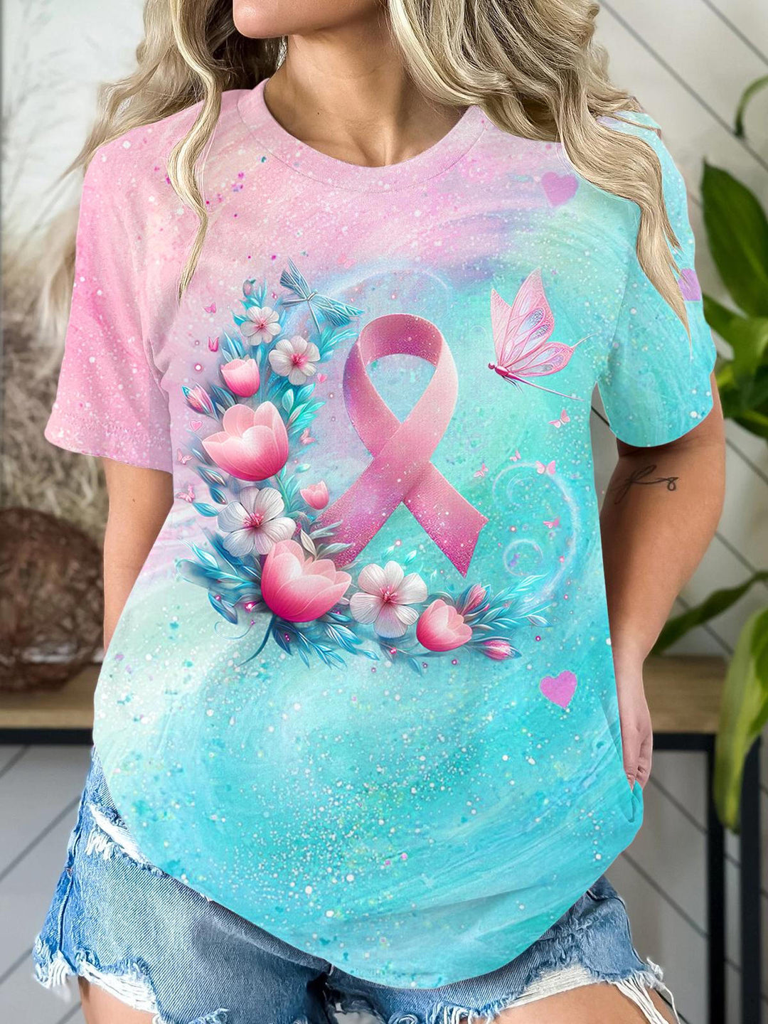 Breast Cancer Awareness Crew Neck T-shirt