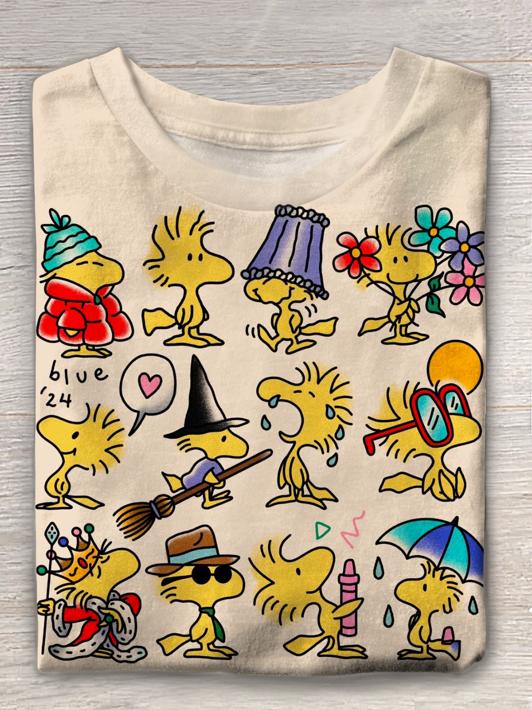 Fun Snoopy Woodstock Crew Neck T-shirt