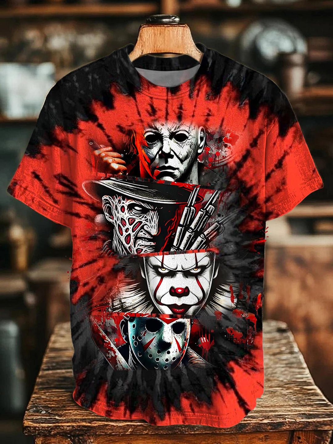 Halloween Horror Movie Print Crew Neck T-shirt