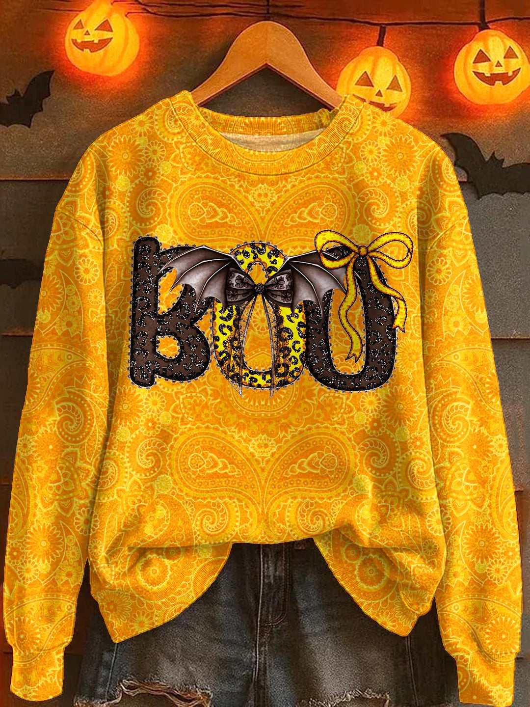 Halloween Ghost Print Long Sleeve Casual Top