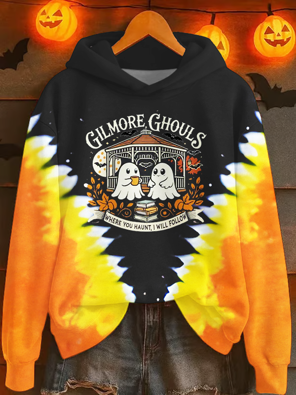 Tie dye Gilmore Ghouls Long Sleeve Printed Hoodie