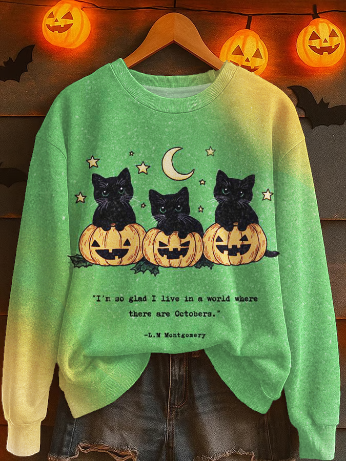 I'm So Glad I Live In A World Where Printed Long Sleeve Casual Top