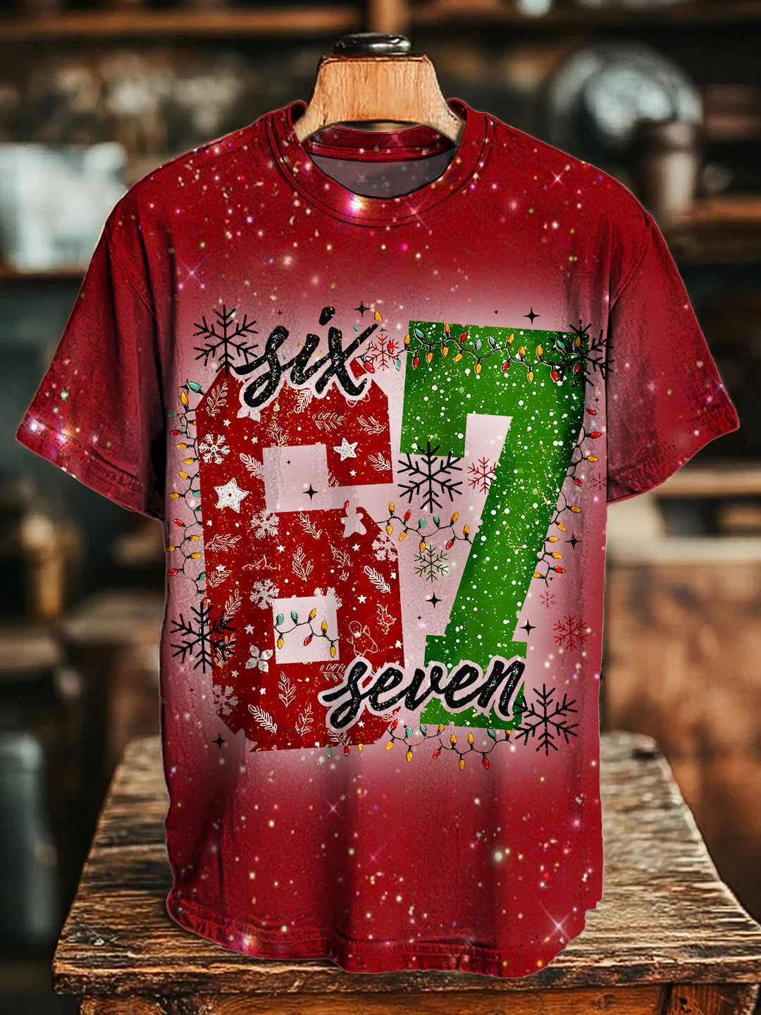Funny Six Seven Meme Christmas Crew Neck T-shirt