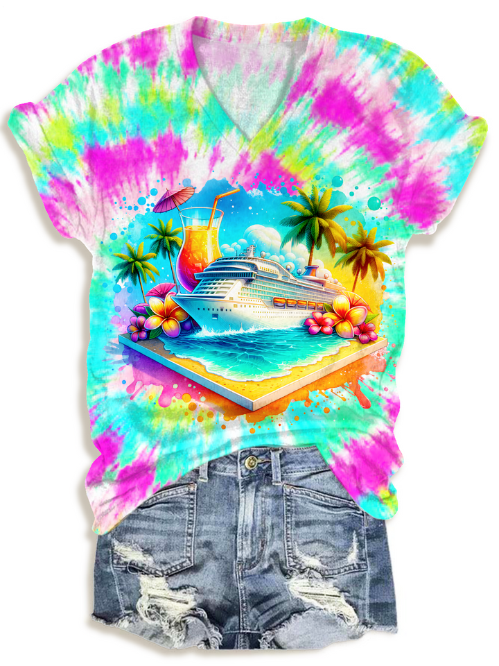 Cruise Watercolor V-neck T-Shirt