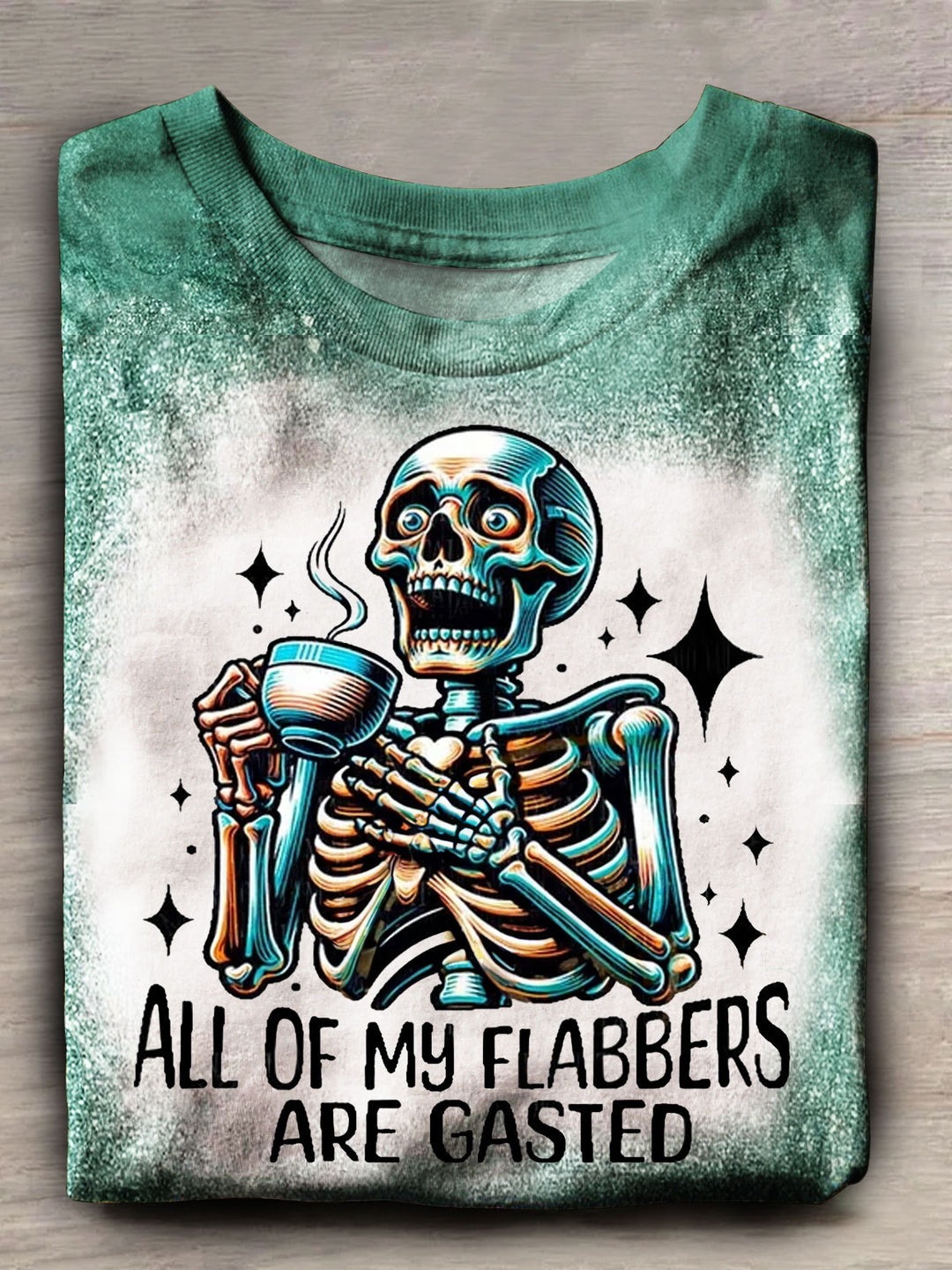 Funny Skull Tie Dye Print Crew Neck T-shirt