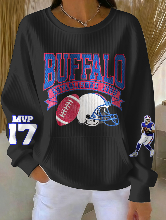 Women's Buffalo Bills Printed Crew Neck Pocket Sweatshirt