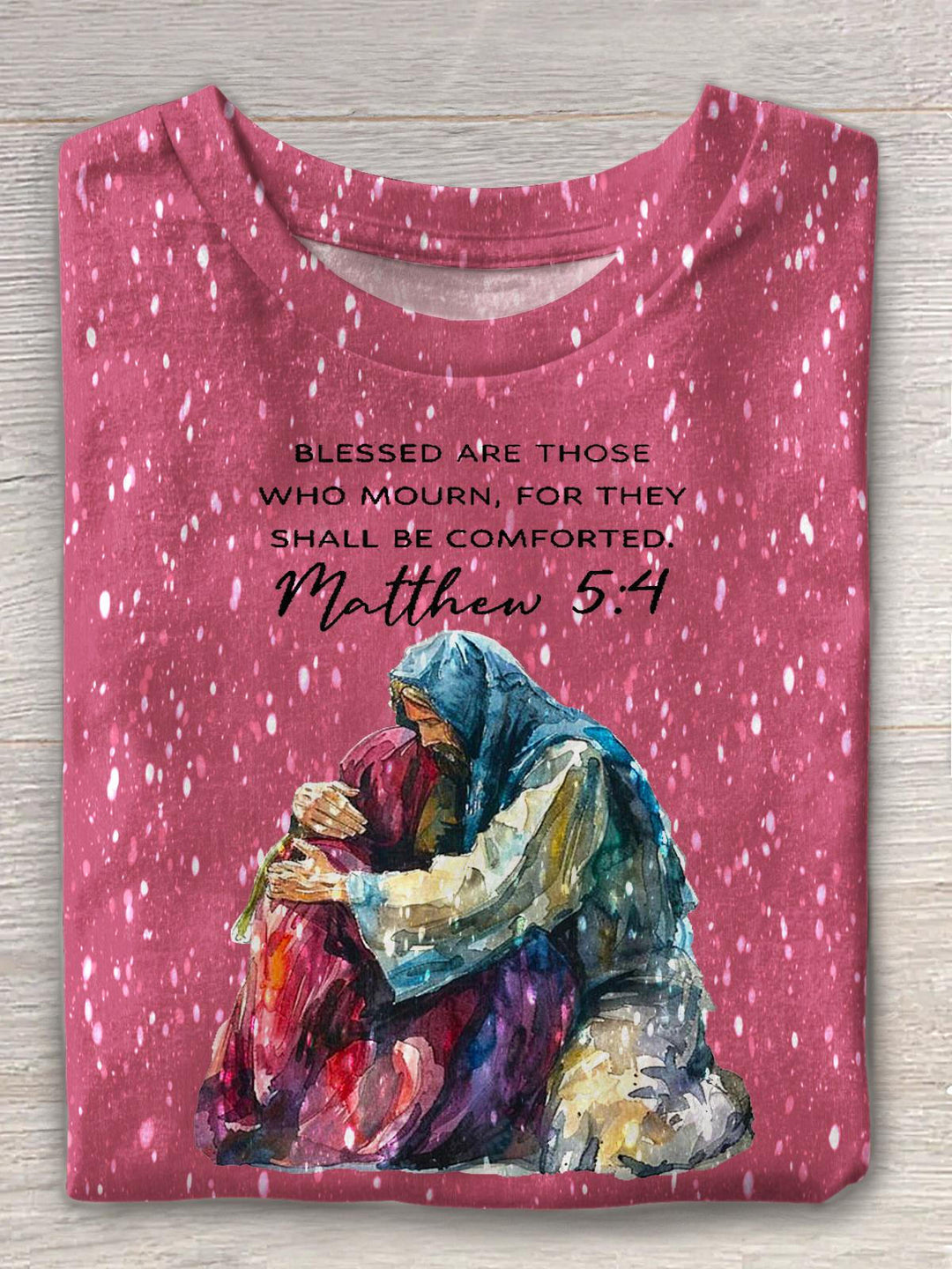 Jesus' Embrace Retro Print Crew Neck T-shirt