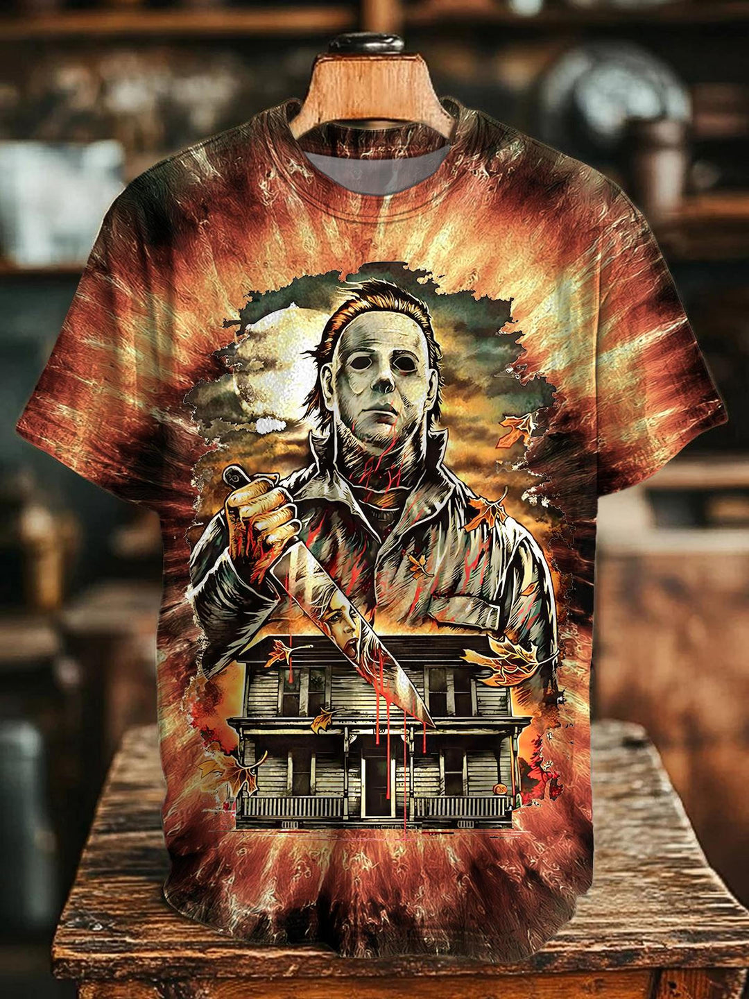 Halloween Horror Movie Print Crew Neck T-shirt