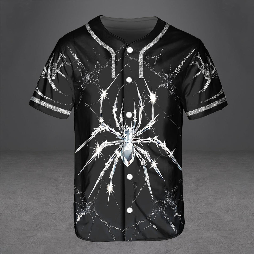 Halloween Gothic Spider Print Baseball Jersey