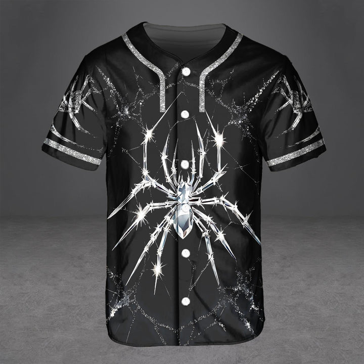 Halloween Gothic Spider Print Baseball Jersey