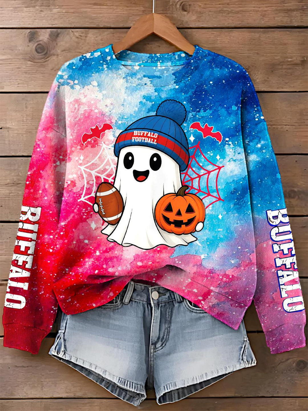 Halloween Buffalo Bills Printed Long Sleeve Casual Top