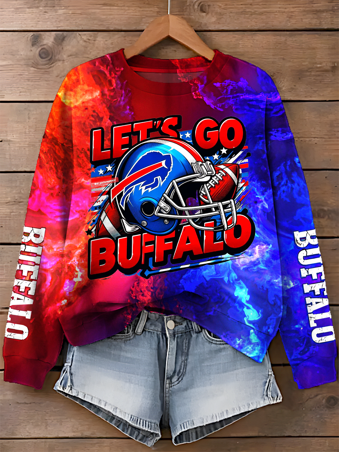 Buffalo Bills Print Long Long Sleeve Casual Top