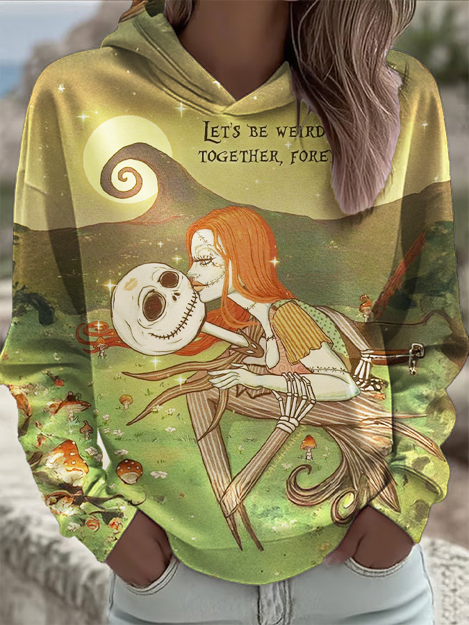 Let's Be Weirdos Together Forever Long Sleeve Printed Hoodie