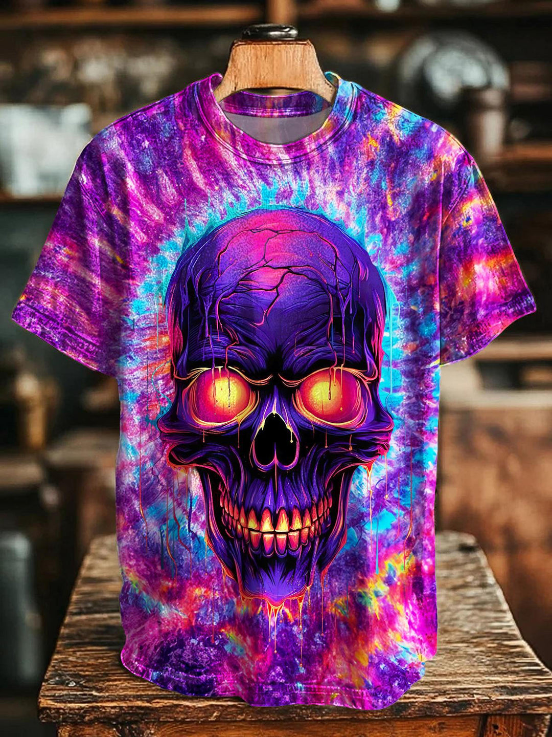 Halloween Skull Print Crew Neck T-shirt