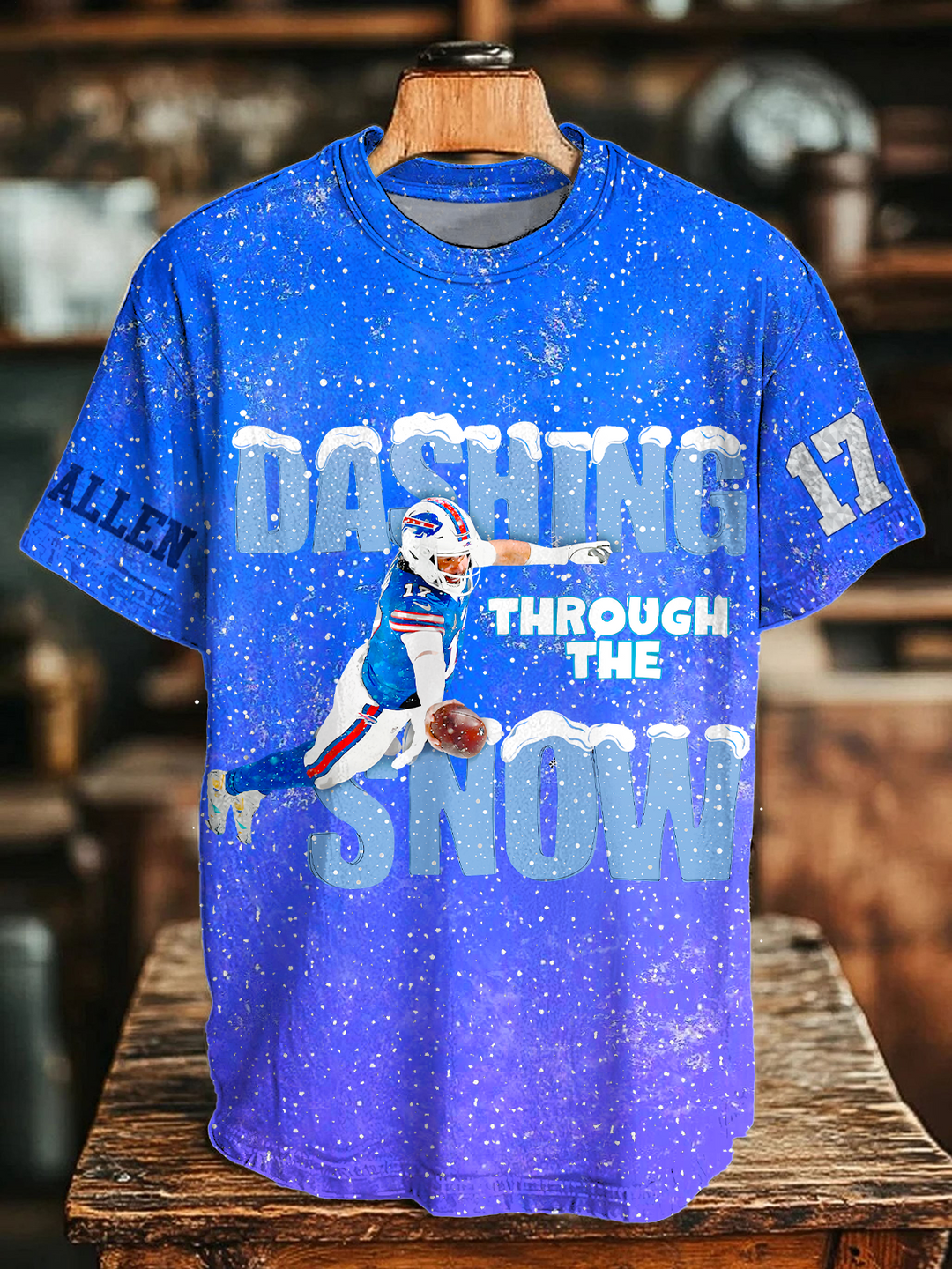 Dashing Through the Snow Josh Allen Bills Crew Neck T-shirt