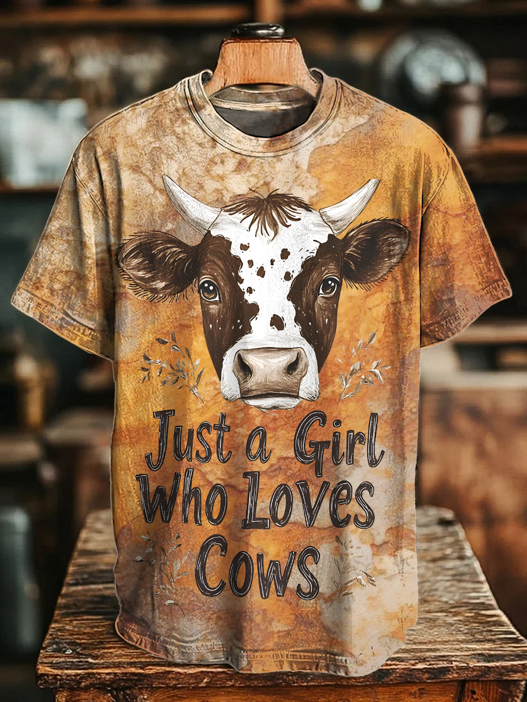 Just A Gril Who Loves Cows Crew Neck T-shirt