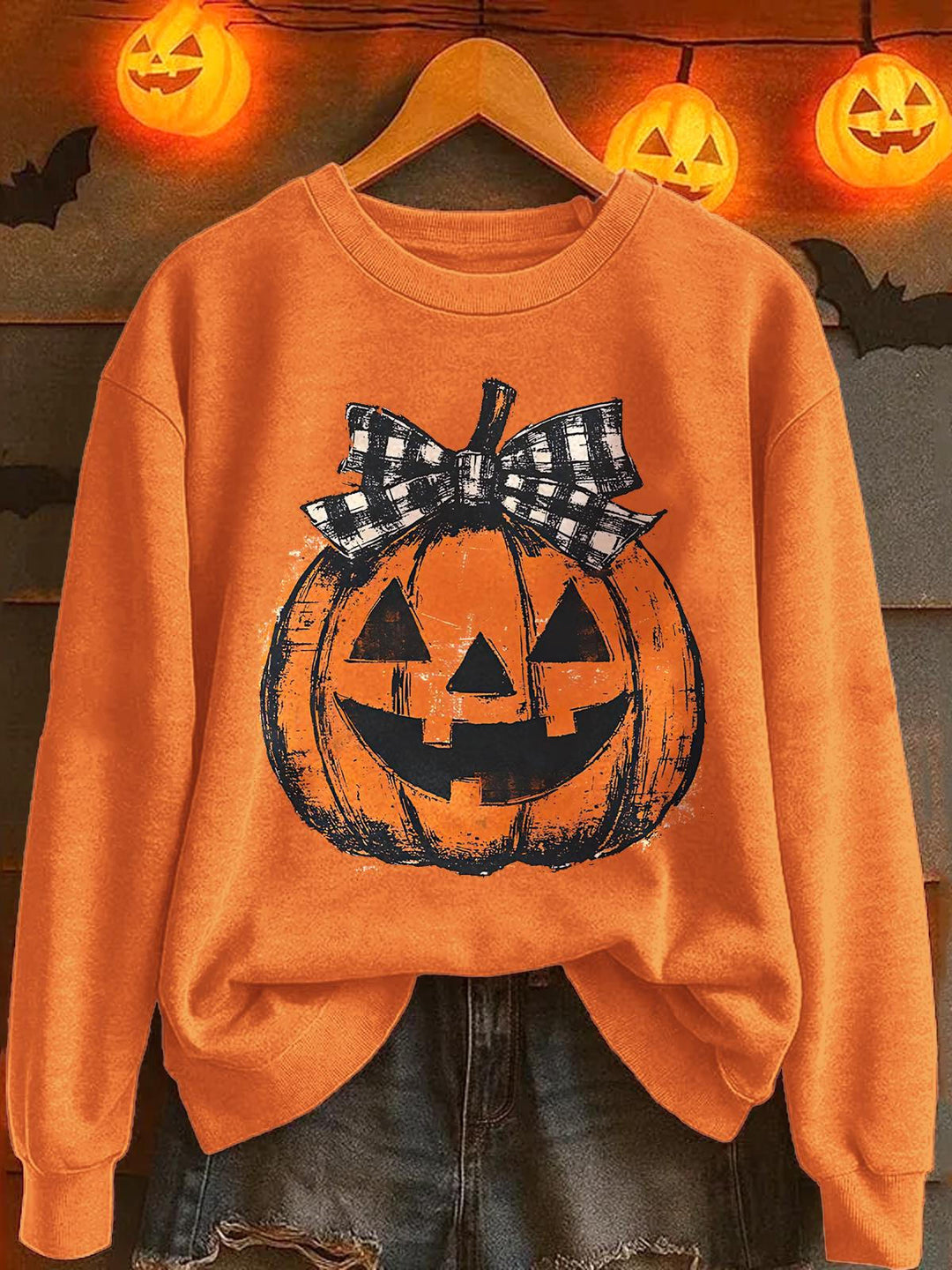 Halloween Pumpkin Print Long Sleeve Casual Top