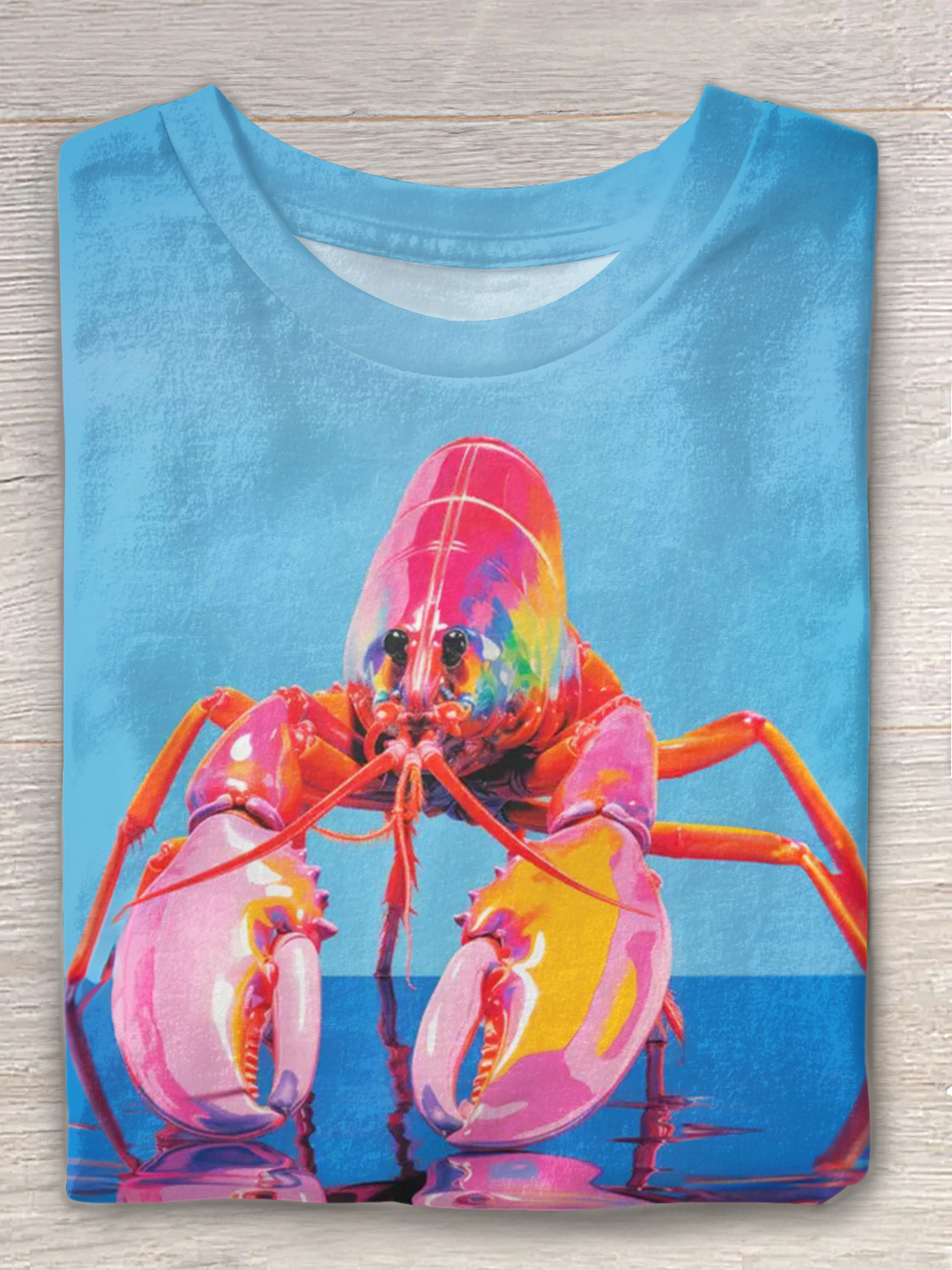 Rainbow Colors Lobster Vacation Crew Neck T-shirt