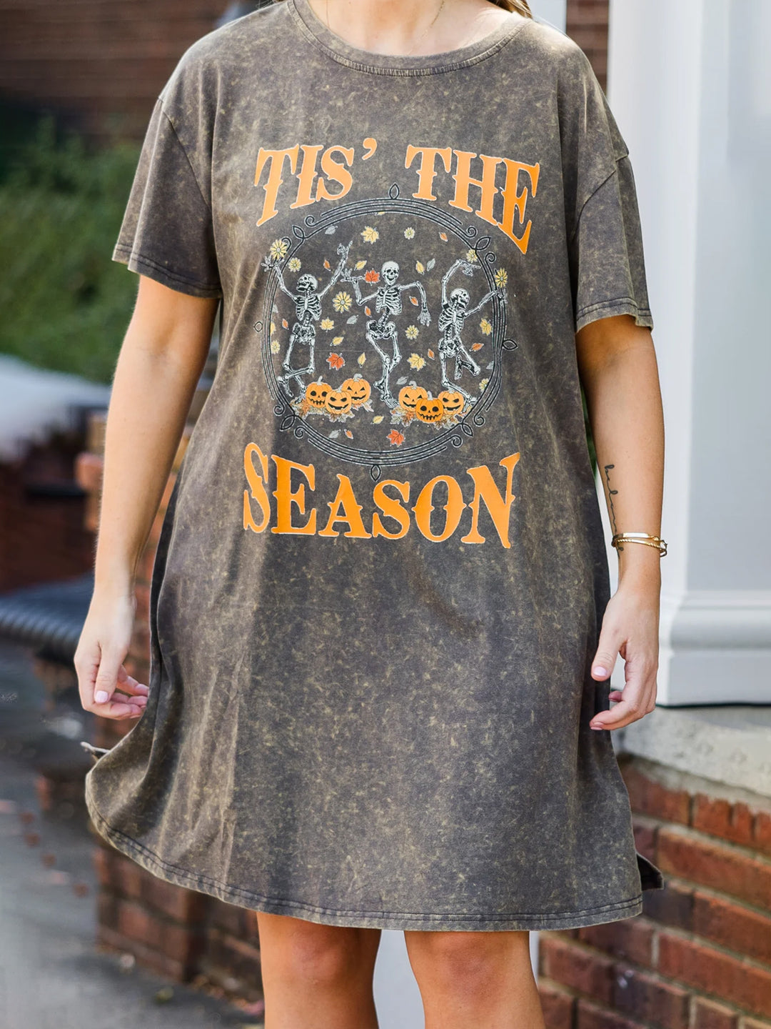 Halloween Skull Print Crew Neck T-shirt