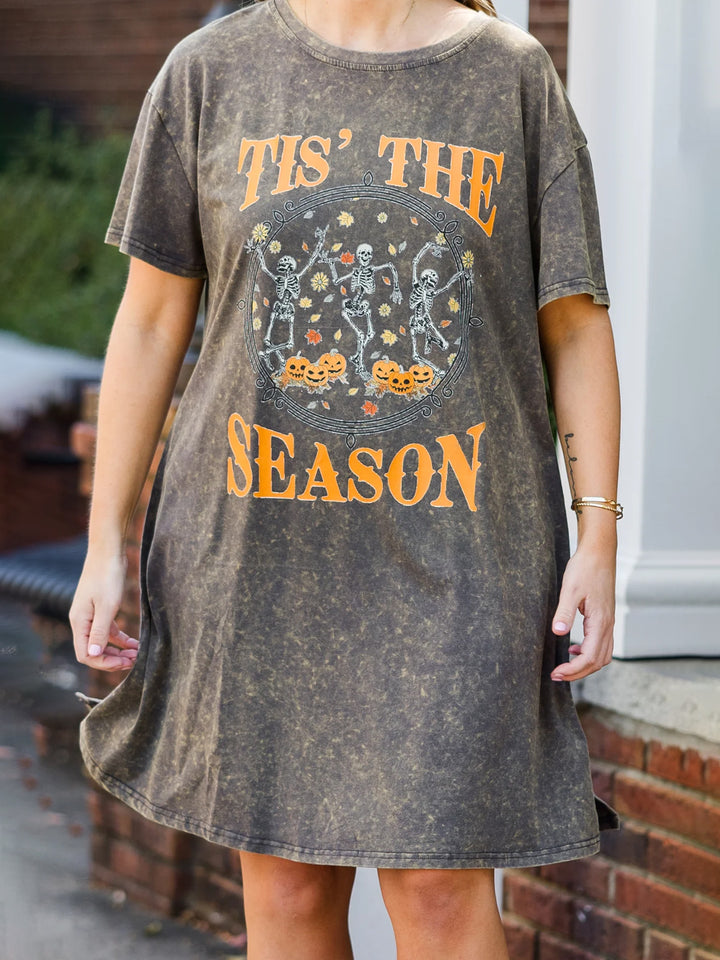 Halloween Skull Print Crew Neck T-shirt