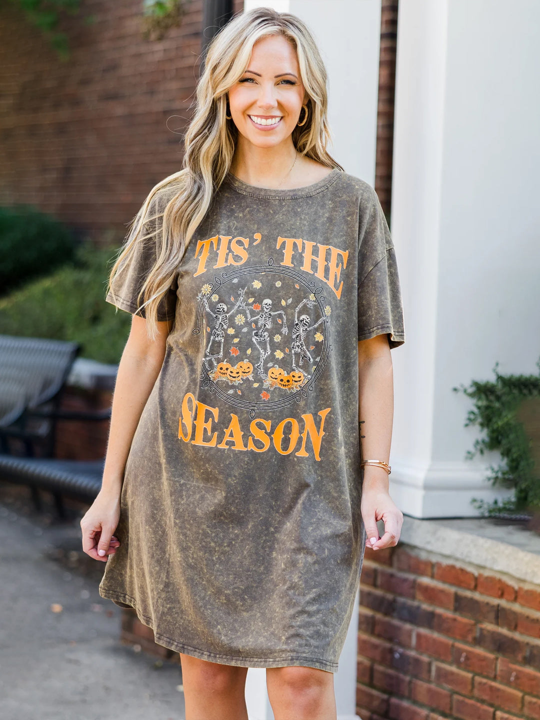 Halloween Skull Print Crew Neck T-shirt