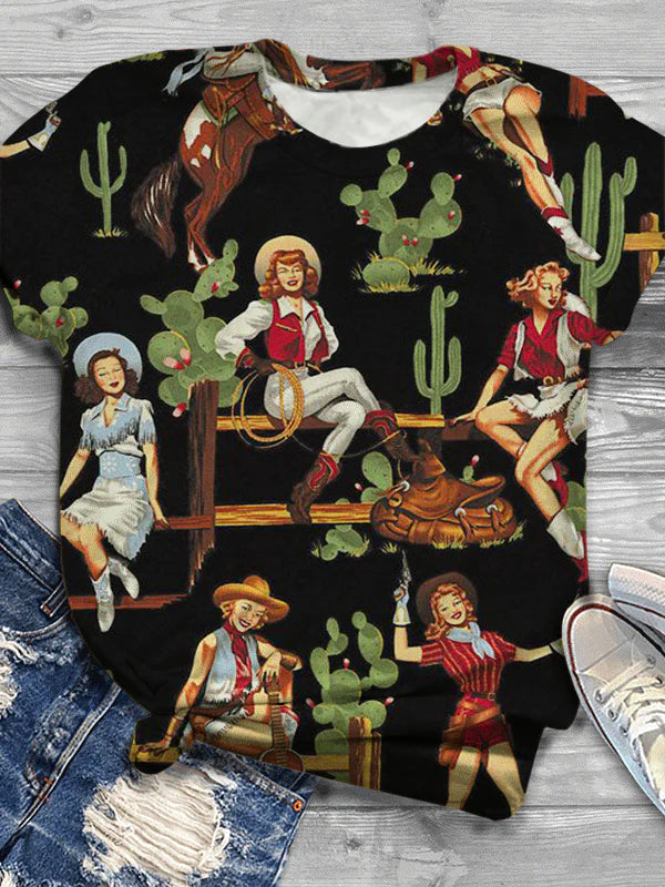 Western Vintage Print T-Shirt