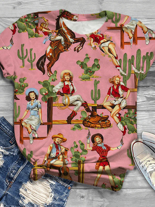 Western Vintage Print T-Shirt