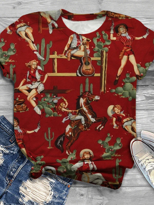 Western Vintage Print T-Shirt