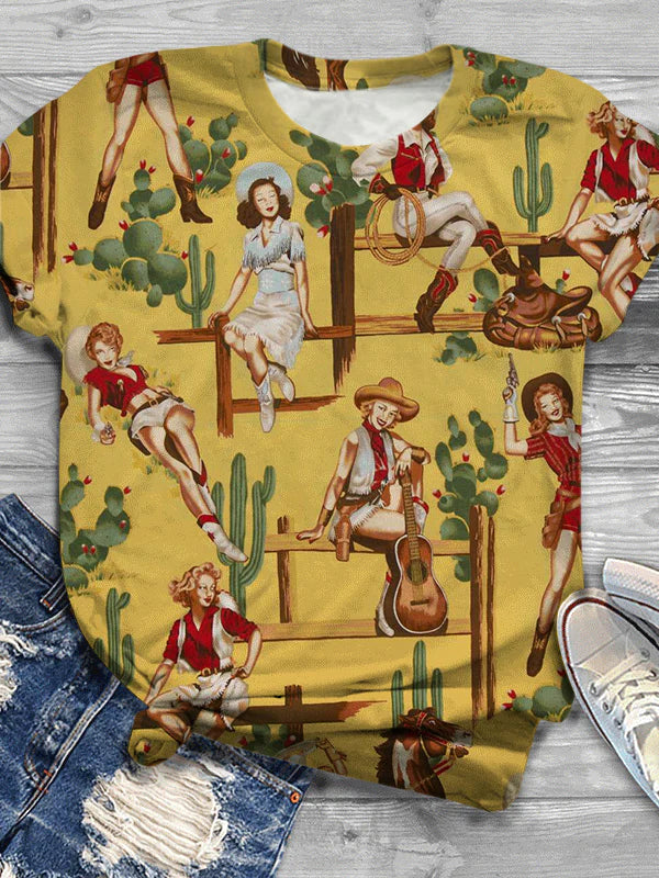 Western Vintage Print T-Shirt