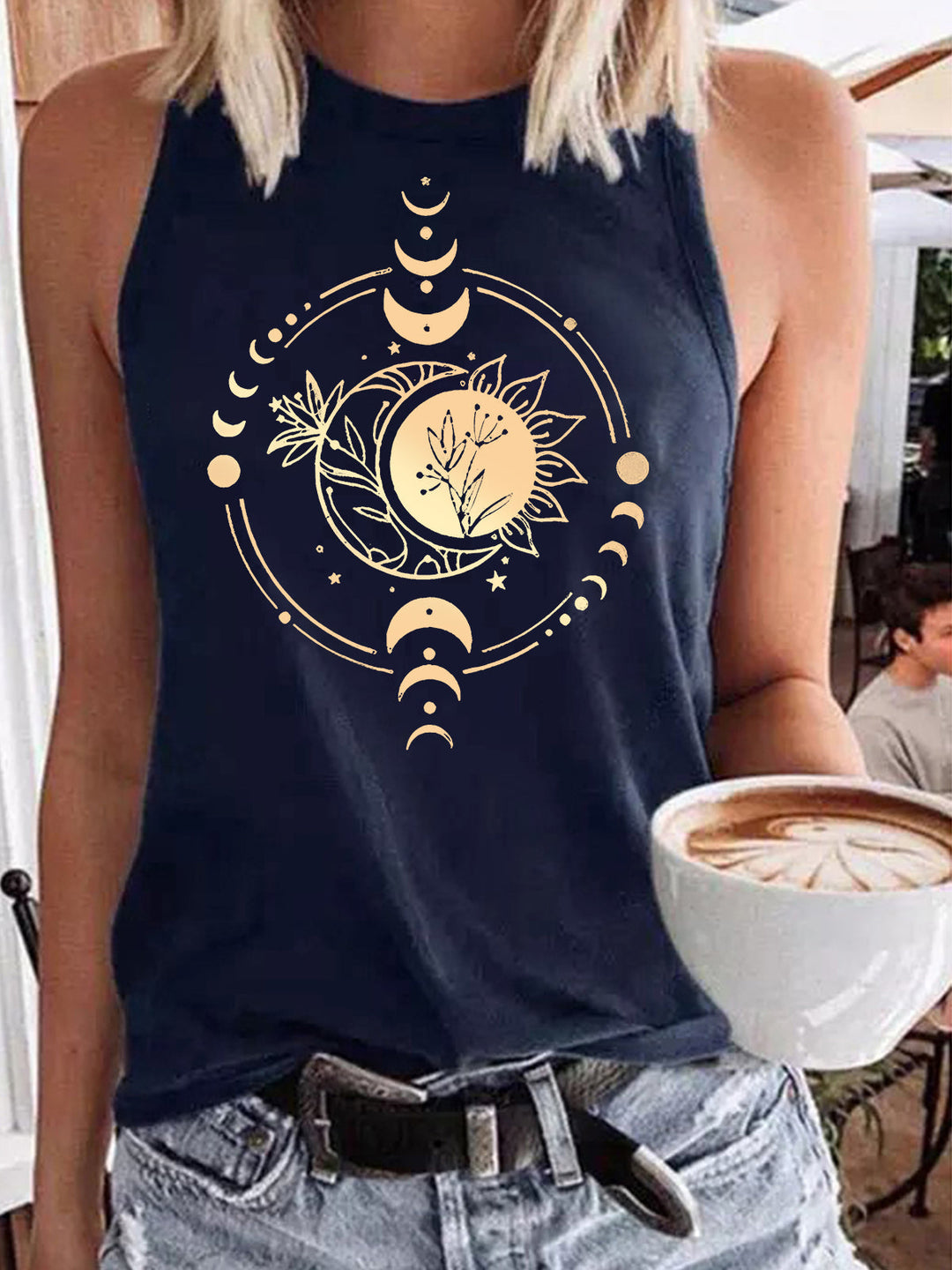 Women's Star and Moon Print Tank Top