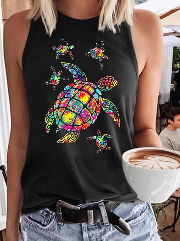 Women's Colorful Turtle Print Tank Top
