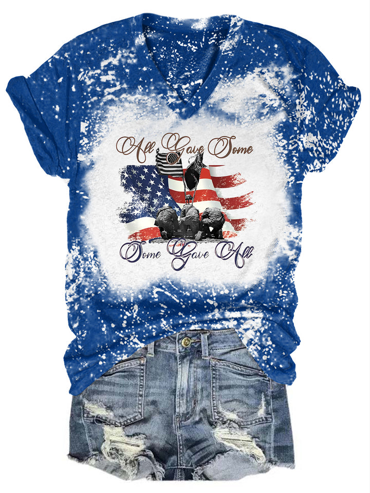 Some Gave All Tie Dye V Neck T-shirt