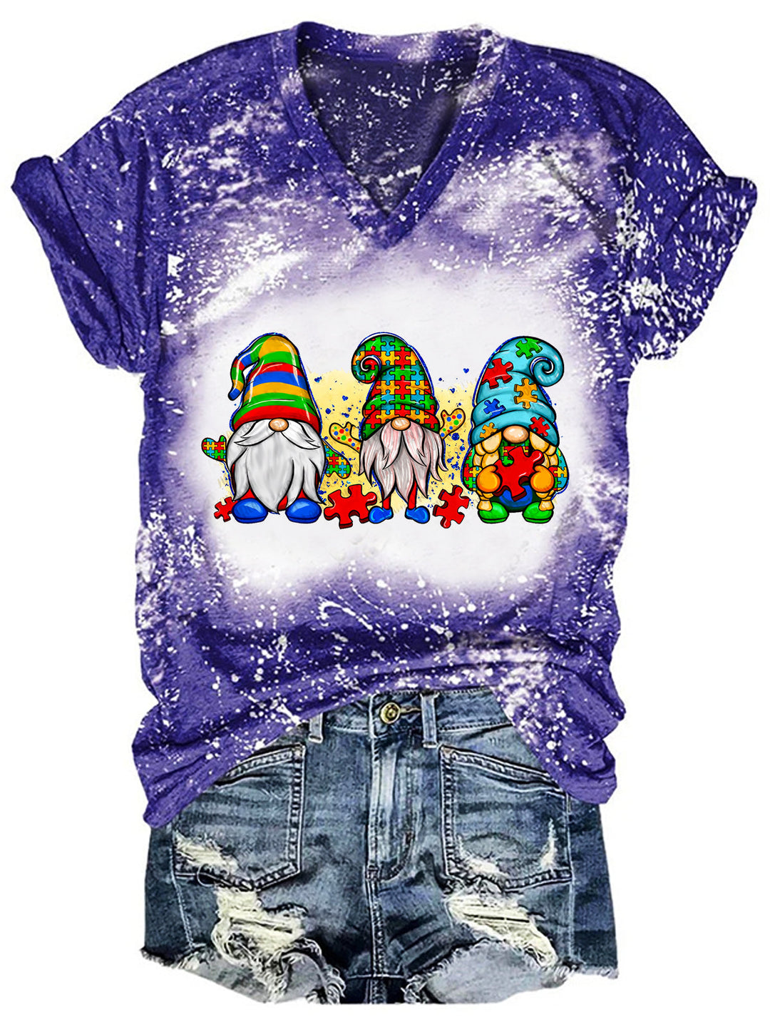 Women's Tie Dye  Gnome Autism T-Shirt