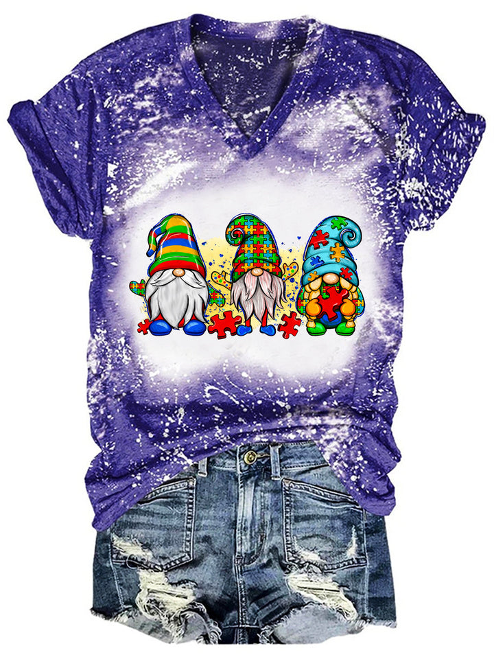 Women's Tie Dye  Gnome Autism T-Shirt