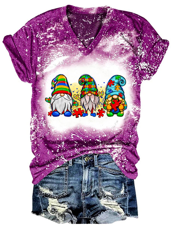 Women's Tie Dye  Gnome Autism T-Shirt