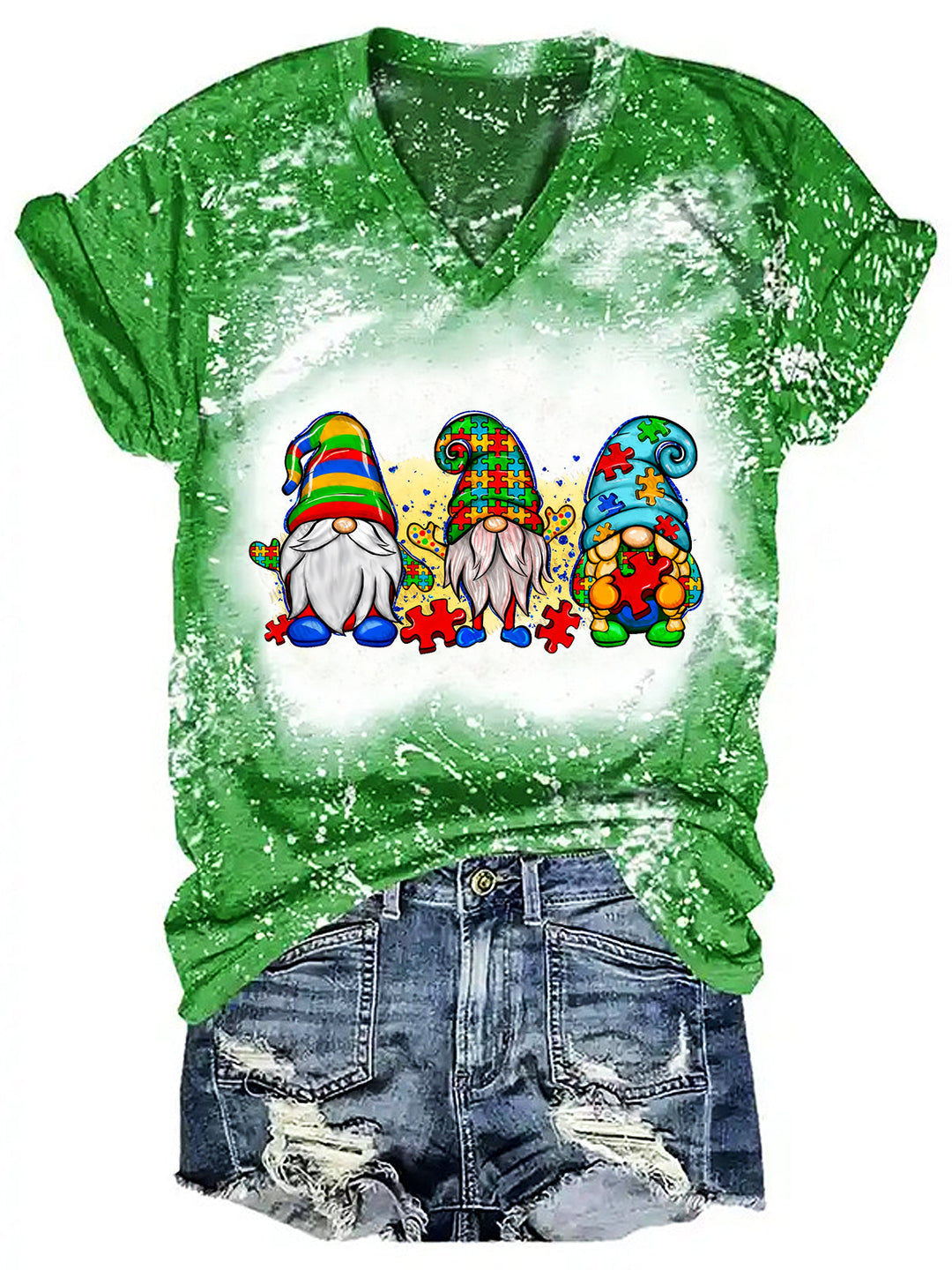 Women's Tie Dye  Gnome Autism T-Shirt
