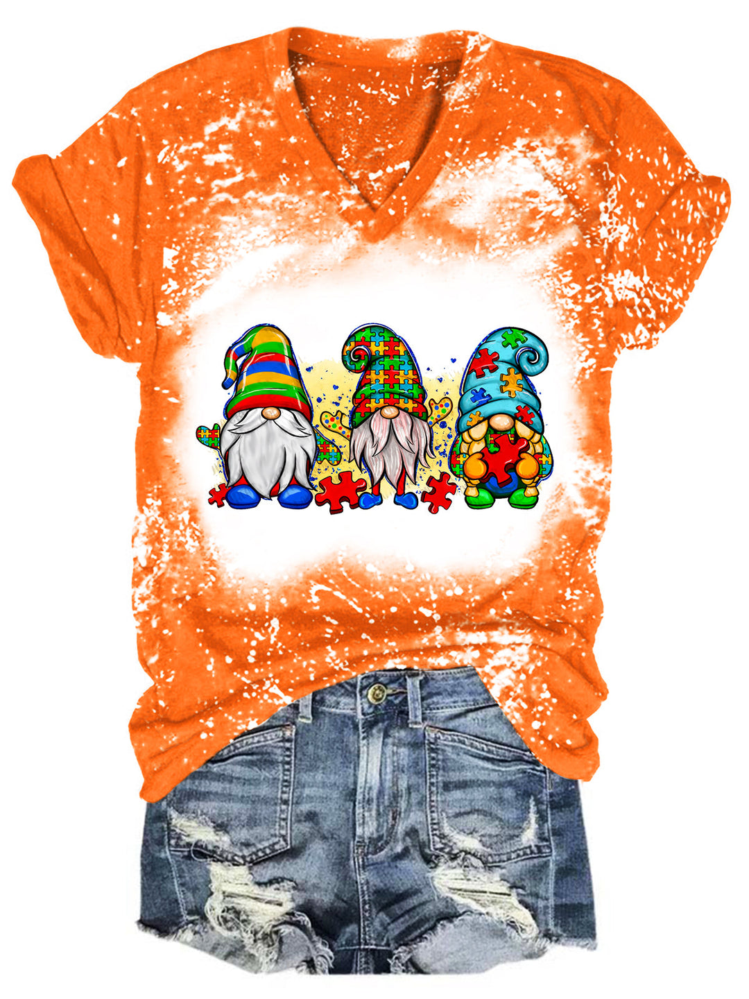 Women's Tie Dye  Gnome Autism T-Shirt