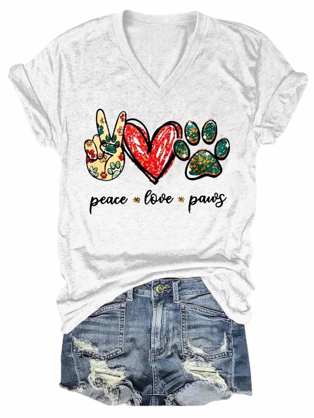 Peace, Love & Dog Paws Women's Short Sleeve T-Shirt
