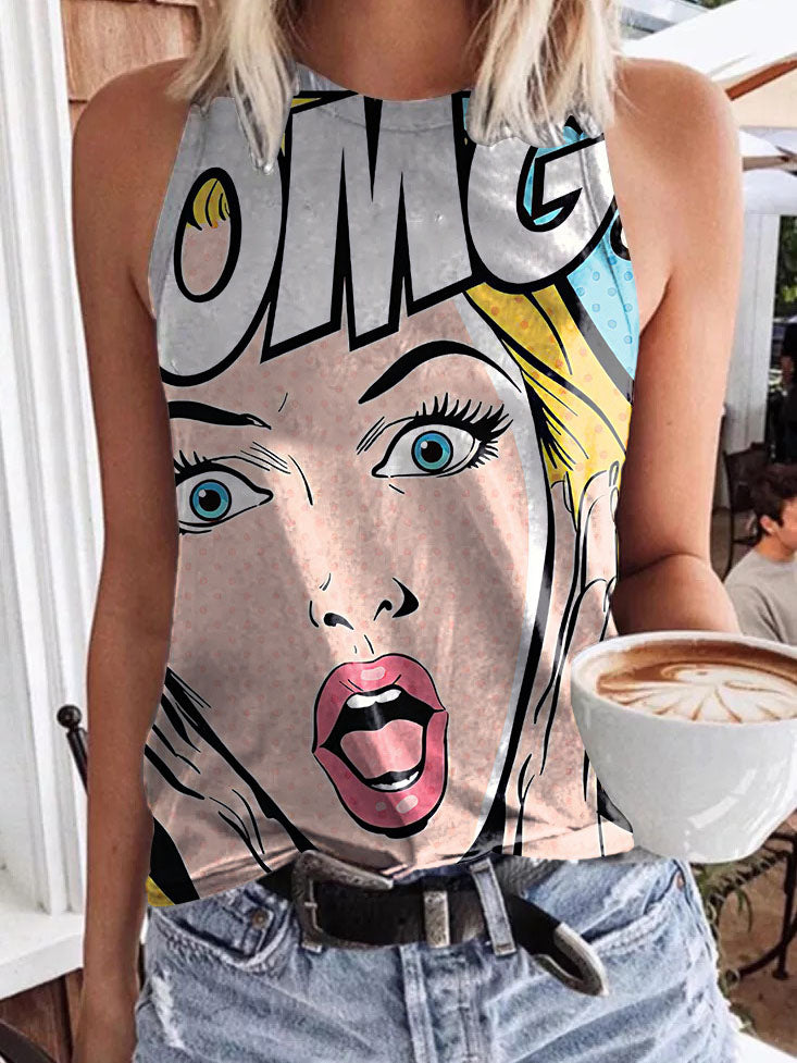 OMG American Retro Print Tank Top