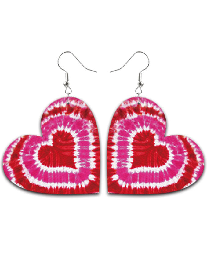 Tie-dyed Leather Heart Earrings