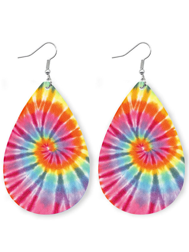 Tie-dyed Leather Drop Earrings