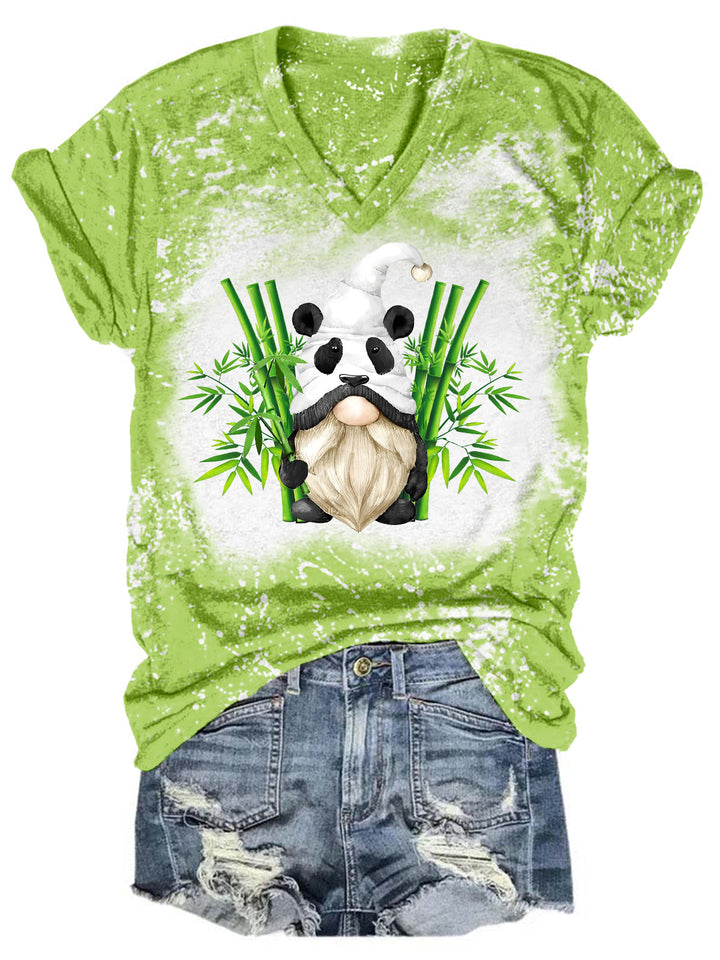 Panda Gnome Tie Dye V Neck T-shirt