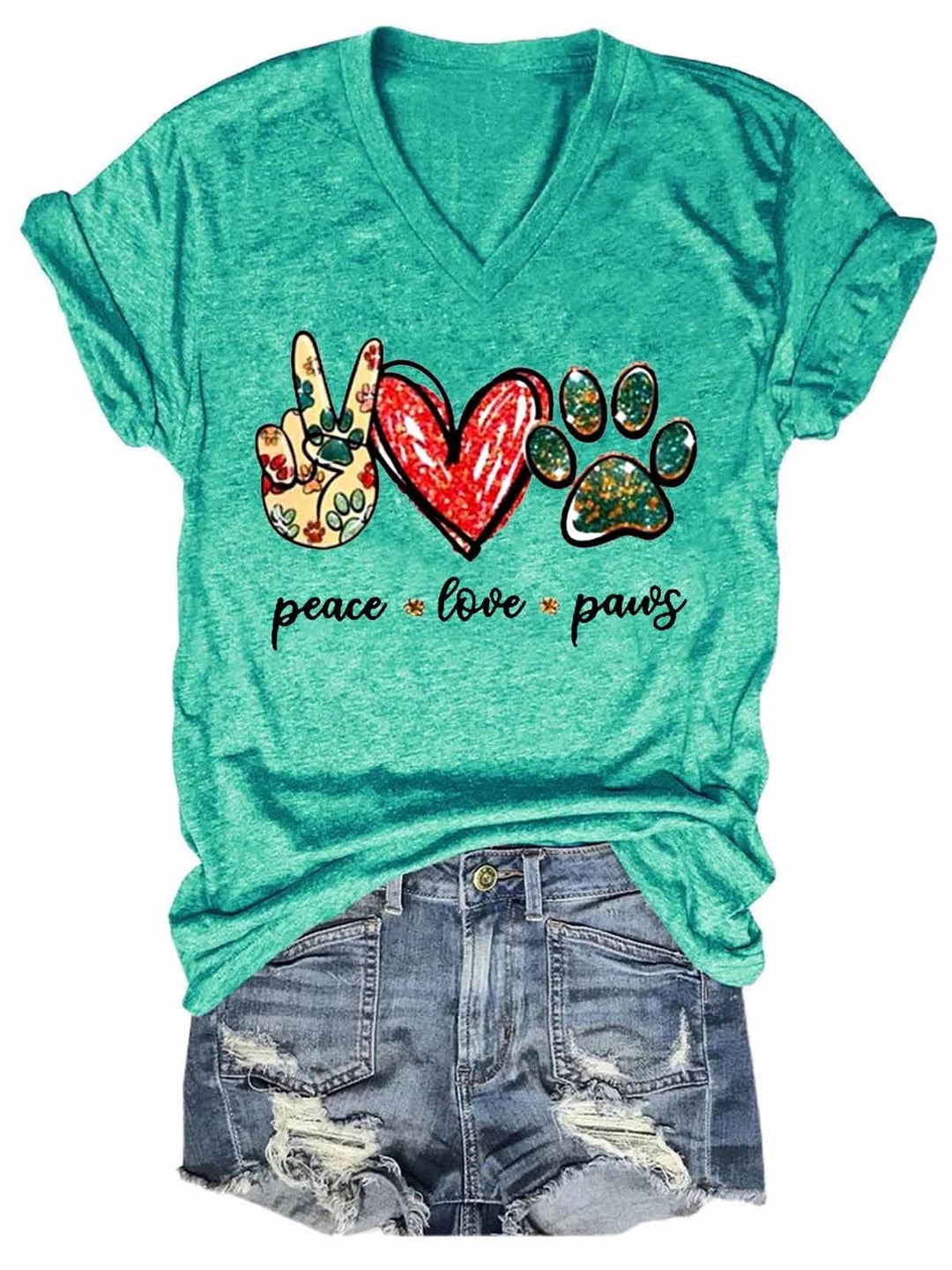 Peace, Love & Dog Paws Women's Short Sleeve T-Shirt