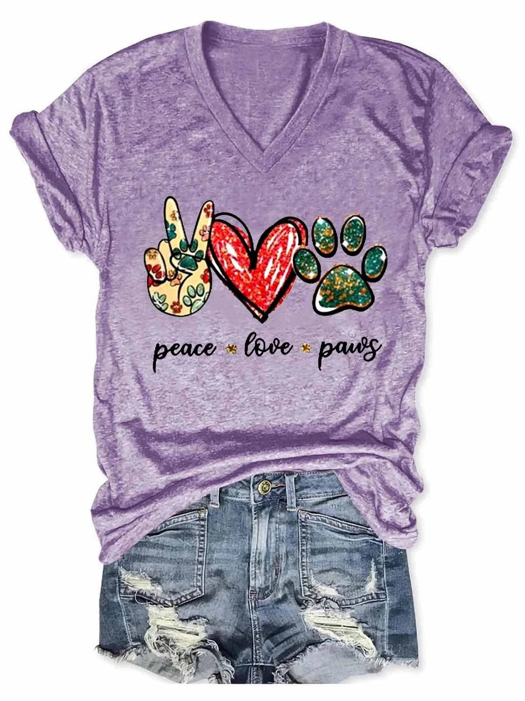 Peace, Love & Dog Paws Women's Short Sleeve T-Shirt