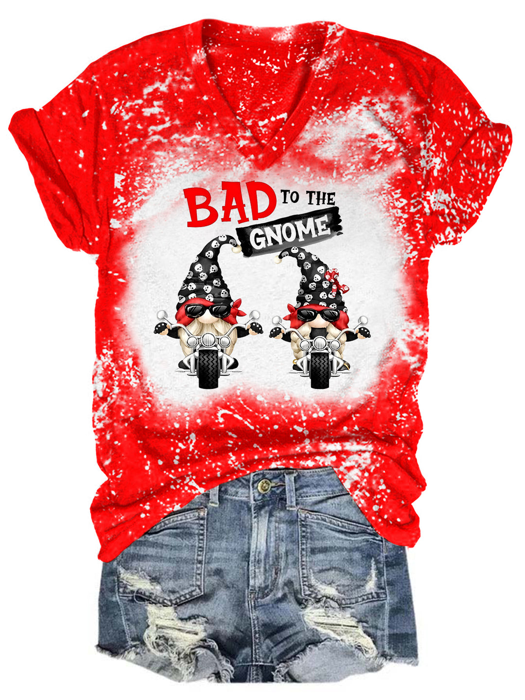 Bad To The Gnome Tie Dye V Neck T-shirt