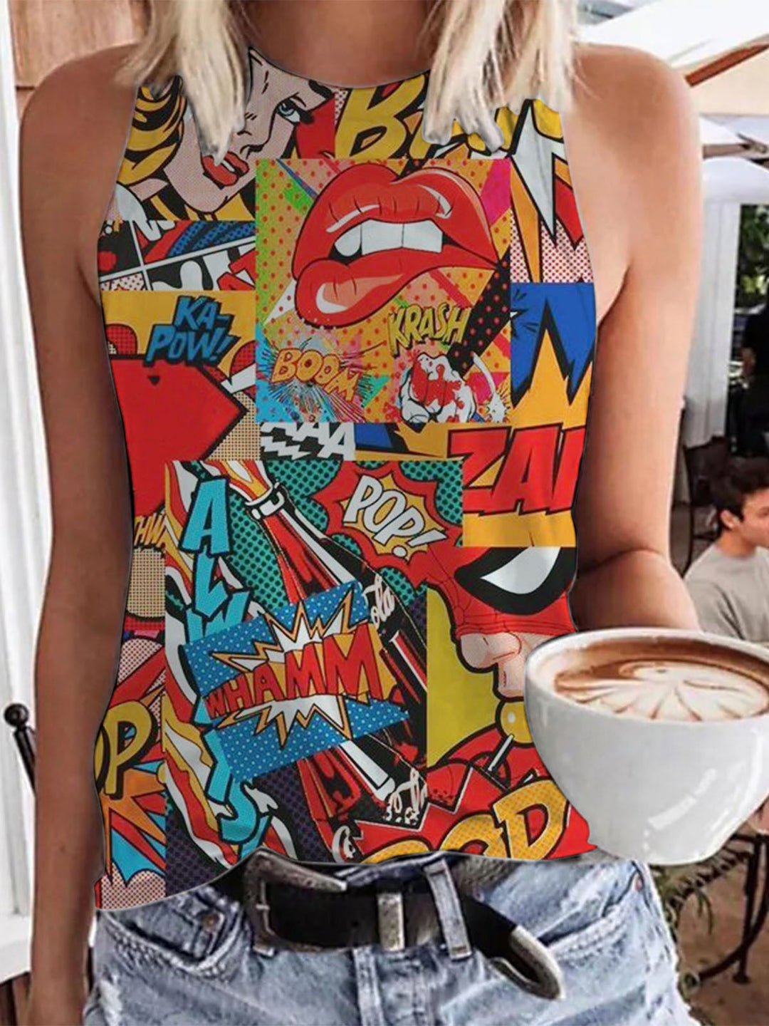 Women's Pop Art Print Vintage Tank Top
