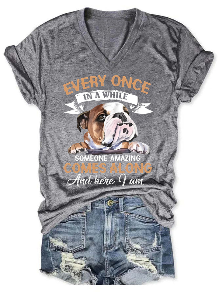 Someone Amazing Comes Along And Here I Am Funny V Neck T-Shirt