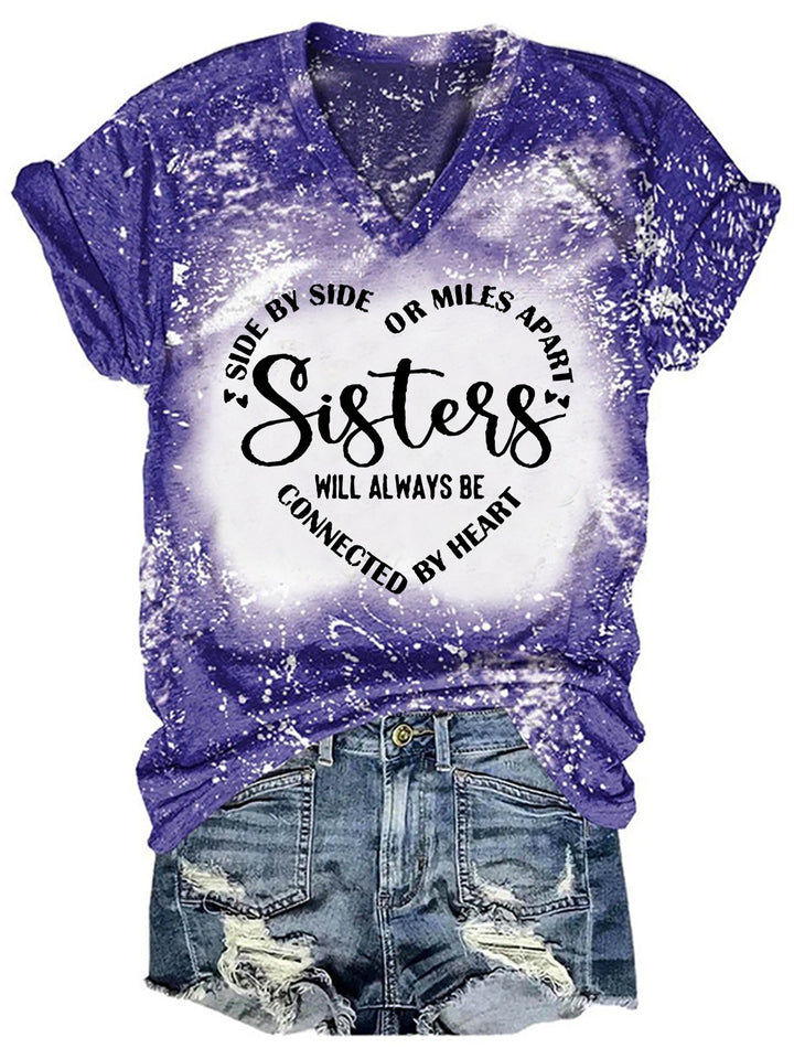 Sisters Will Always Be Connected By Heart T-shirt