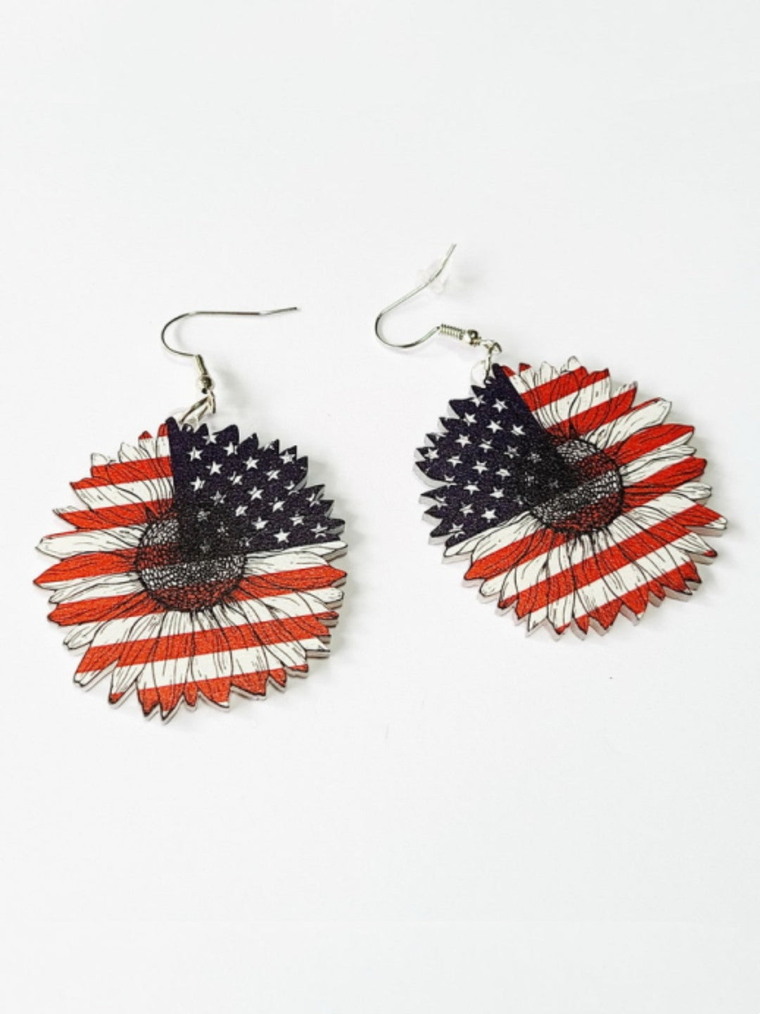 American Flag Sunflower Earrings